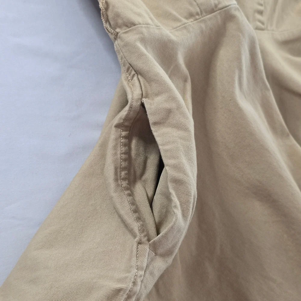 Polo Ralph Lauren Cotton Shirt Dress Khaki Twill Long Sleeve Size 12 Tan Preppy